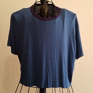 NWOT PST Los Angeles Blue Crop Top Tee Shirt L